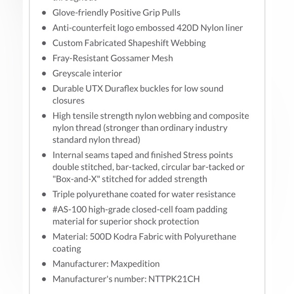 MAXPEDITION ENTITY 21L CCW-ENABLED EDC BACKPACK CHARCOAL Gray Durable Kodra - Picture 13 of 13